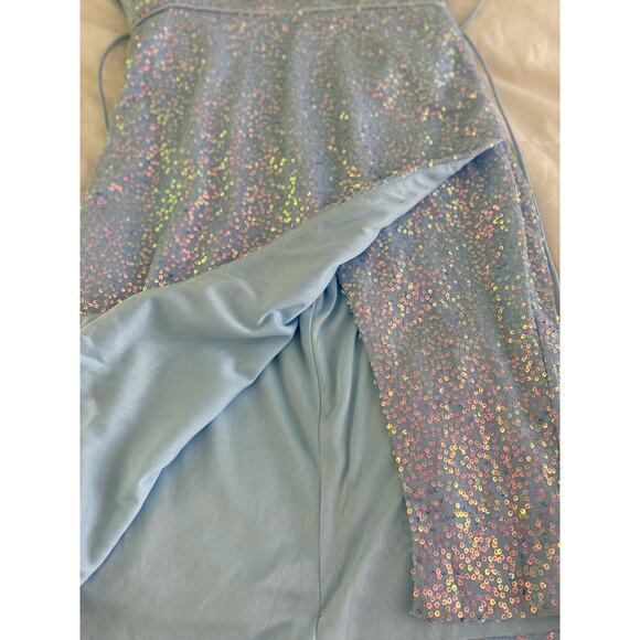 Lucci Lu Short Sequin Cocktail Dress with Lace Up Back 4138 - Picture 10 of 10